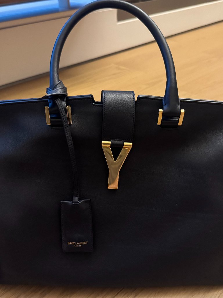 Saint Laurent Caliskin Small Classic Y Cabas Navy Blue